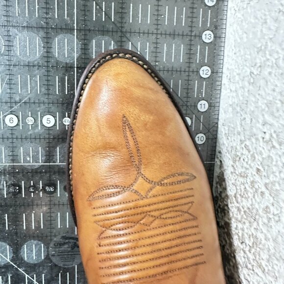 Justin Men Size 11D 1967 Brown Tan Leather Pull On Western Cowboy Boot - Picture 13 of 13